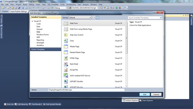 Add Page to display the report
